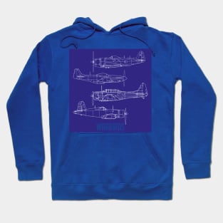 Vintage Wings: Legends in Blueprint Hoodie